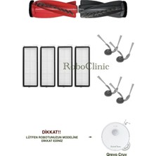 Roboclinic Roborock Q revo Curv (Curve) Robot Süpürge Uyumlu Yedek Fırça, Hepa Filtre - 10 Parça