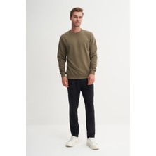 Cazador 56100 Haki Erkek Bisiklet Yaka 2 Iplik Slim Fit Sweatshirt