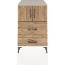 Kronos Komodin Tek Raflı 2 Çekmeceli 2 Kapaklı 60X59X96 Aytaşı-Çam