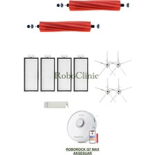 Roborock Q7 Max Beyaz Yedek Ana Fırça, Yan Fırça, Hepa Filtre - 11 Parça