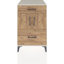 Kronos Komodin Tek Raflı 2 Çekmeceli 2 Kapaklı 60X59X96 Aytaşı-Çam