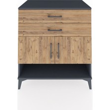 Kronos Şifonyer 2 Raflı 2 Çekmeceli 2 Kapaklı 88X59X96 Antrasit-Çam
