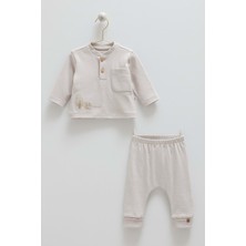 Hello Forest Yaka Düğmeli Alt Üst Takım  - Caramell  - TKE1953 - Gri - 6 - 9 Ay - TKE1953-GRI-6 - 9 Ay Gri