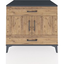 Kronos Şifonyer 2 Raflı 2 Çekmeceli 2 Kapaklı 88X59X80 Antrasit-Çam