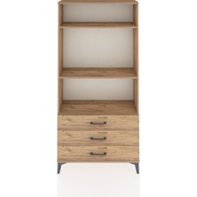 Arges Dolap 3 Raflı 3 Çekmeceli 88X30X182 Çam-Çam