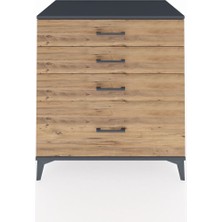 Kronos Şifonyer 4 Çekmeceli 88X59X96 Antrasit-Çam