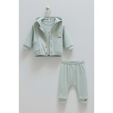 Hello Forest Kapüşonlu Üçlü Alt Üst Takım - Caramell  - TKE1952 - Yeşil - 12 - 18 Ay - TKE1952-YEŞIL-12 - 18 Ay Yeşil