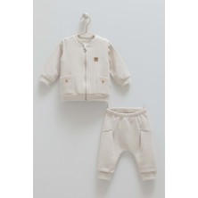 Good Vıbes Yelekli Üçlü Alt Üst Takım - Caramell  - TKE2045 - Taş - 9 - 12 Ay - TKE2045-TAŞ-9 - 12 Ay Taş