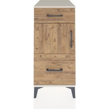 Kronos Komodin Tek Raflı 2 Çekmeceli Tek Kapaklı 44X59X96 Aytaşı-Çam