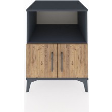 Kronos Komodin 2 Raflı 2 Kapaklı 60X59X80 Antrasit-Çam