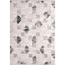 Aren Halı Osilo Geometrik Gri Polyester Kaydırmaz Taban Makine Halısı