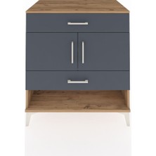 Kronos Şifonyer 2 Raflı 2 Çekmeceli 2 Kapaklı 88X59X96 Çam-Antrasit
