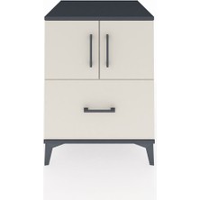 Kronos Komodin 2 Raflı Tek Çekmeceli 2 Kapaklı 60X59X80 Antrasit-Aytaşı