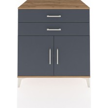 Kronos Şifonyer Tek Raflı 2 Çekmeceli 2 Kapaklı 88X59X96 Çam-Antrasit