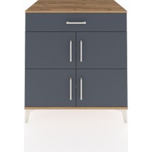 Kronos Şifonyer 3 Raflı Tek Çekmeceli 4 Kapaklı 88X59X96 Çam-Antrasit