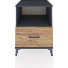 Kronos Komodin Tek Raflı Tek Çekmeceli 60X59X80 Antrasit-Çam