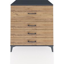 Kronos Şifonyer 4 Çekmeceli 88X59X96 Antrasit-Çam