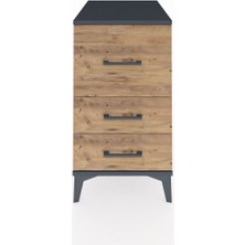 Kronos Komodin 3 Çekmeceli 44X59X80 Antrasit-Çam