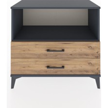 Hyperion Şifonyer Tek Raflı 2 Çekmeceli 88X44X80 Antrasit-Çam