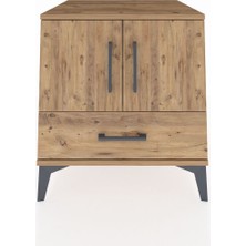 Kronos Komodin 2 Raflı Tek Çekmeceli 2 Kapaklı 60X59X64 Çam-Çam
