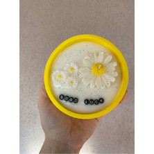 Iş Tebriği Hediyesi Good Luck Papatyalı Sarı Kase  Mum