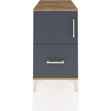Kronos Komodin 2 Raflı Tek Çekmeceli Tek Kapaklı 44X59X80 Çam-Antrasit