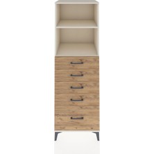 Kronos Dolap 2 Raflı 5 Çekmeceli 60X59X182 Aytaşı-Çam