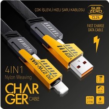 Tüm Telefonlara Uyumlu CL24 Süper Hızlı 4 In 1 Sarj Kablosu