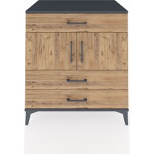 Kronos Şifonyer 2 Raflı 3 Çekmeceli 2 Kapaklı 88X59X96 Antrasit-Çam