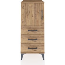 Hyperion Komodin 2 Raflı 3 Çekmeceli Tek Kapaklı 44X44X106 Çam-Çam