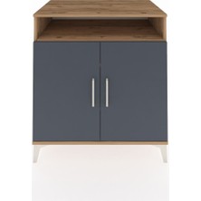 Kronos Şifonyer 3 Raflı 2 Kapaklı 88X59X96 Çam-Antrasit