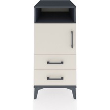 Kronos Komodin 2 Raflı 2 Çekmeceli Tek Kapaklı 44X59X96 Antrasit-Aytaşı