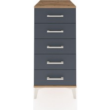 Kronos Komodin 5 Çekmeceli 44X59X96 Çam-Antrasit