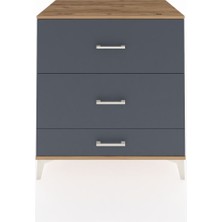 Kronos Şifonyer 3 Çekmeceli 88X59X96 Çam-Antrasit
