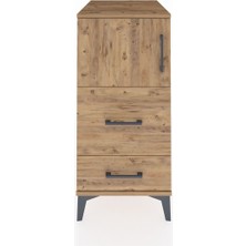 Kronos Komodin Tek Raflı 2 Çekmeceli Tek Kapaklı 44X59X96 Çam-Çam