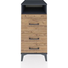 Kronos Komodin Tek Raflı 3 Çekmeceli 44X59X96 Antrasit-Çam