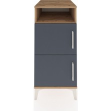 Kronos Komodin 2 Raflı 2 Kapaklı 44X59X96 Çam-Antrasit