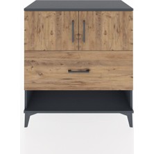 Hyperion Şifonyer 2 Raflı Tek Çekmeceli 2 Kapaklı 88X44X96 Antrasit-Çam