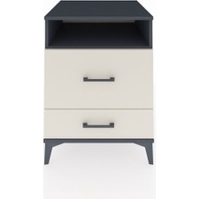 Kronos Komodin Tek Raflı 2 Çekmeceli 60X59X80 Antrasit-Aytaşı