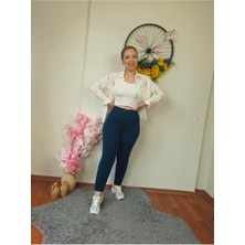 Krep Kumaş Yeşil Dar Paça Pantolon