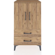 Hyperion Komodin 2 Raflı 2 Çekmeceli 2 Kapaklı 60X44X106 Çam-Çam