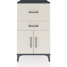 Hyperion Komodin Tek Raflı 2 Çekmeceli 2 Kapaklı 60X44X106 Antrasit-Aytaşı