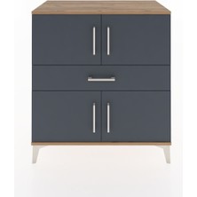 Hyperion Şifonyer Tek Raflı Tek Çekmeceli 4 Kapaklı 88X44X96 Çam-Antrasit