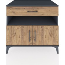 Kronos Şifonyer 2 Raflı Tek Çekmeceli 2 Kapaklı 88X59X80 Antrasit-Çam