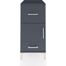 Kronos Komodin Tek Raflı 2 Çekmeceli Tek Kapaklı 44X59X96 Antrasit-Antrasit