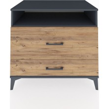 Kronos Şifonyer Tek Raflı 2 Çekmeceli 88X59X80 Antrasit-Çam