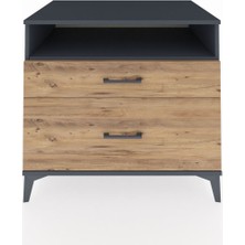 Kronos Şifonyer Tek Raflı 2 Çekmeceli 88X59X80 Antrasit-Çam