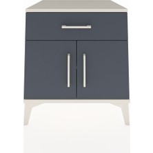 Kronos Komodin Tek Raflı Tek Çekmeceli 2 Kapaklı 60X59X64 Aytaşı-Antrasit