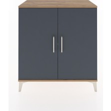 Hyperion Şifonyer Tek Raflı 2 Kapaklı 88X44X96 Çam-Antrasit