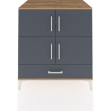 Kronos Şifonyer 4 Raflı Tek Çekmeceli 4 Kapaklı 88X59X96 Çam-Antrasit